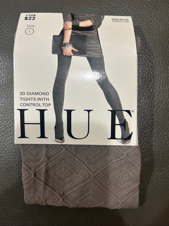 HUE Pants - HUE Taupe 3D Diamond Textured Control Top Tights